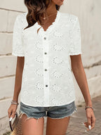 Women's Embroidered Lace-Trim Blouse