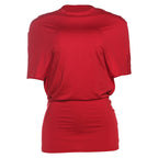Women's Fitted Short-Sleeve Shirt with Refined Cut and Elastic Material