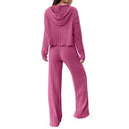 Women's Casual Knit Lounge Set with Hood and Wide Cut
