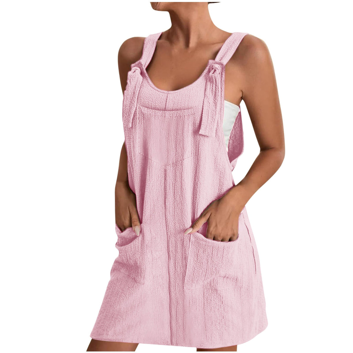 Women's Casual Jumpsuit with Pockets and Adjustable Straps