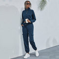 Women's Casual Jumpsuit with Half-Zip and Practical Pockets