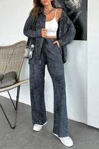Women's Casual Blouse and Pants Set in Soft Material with Special Textures