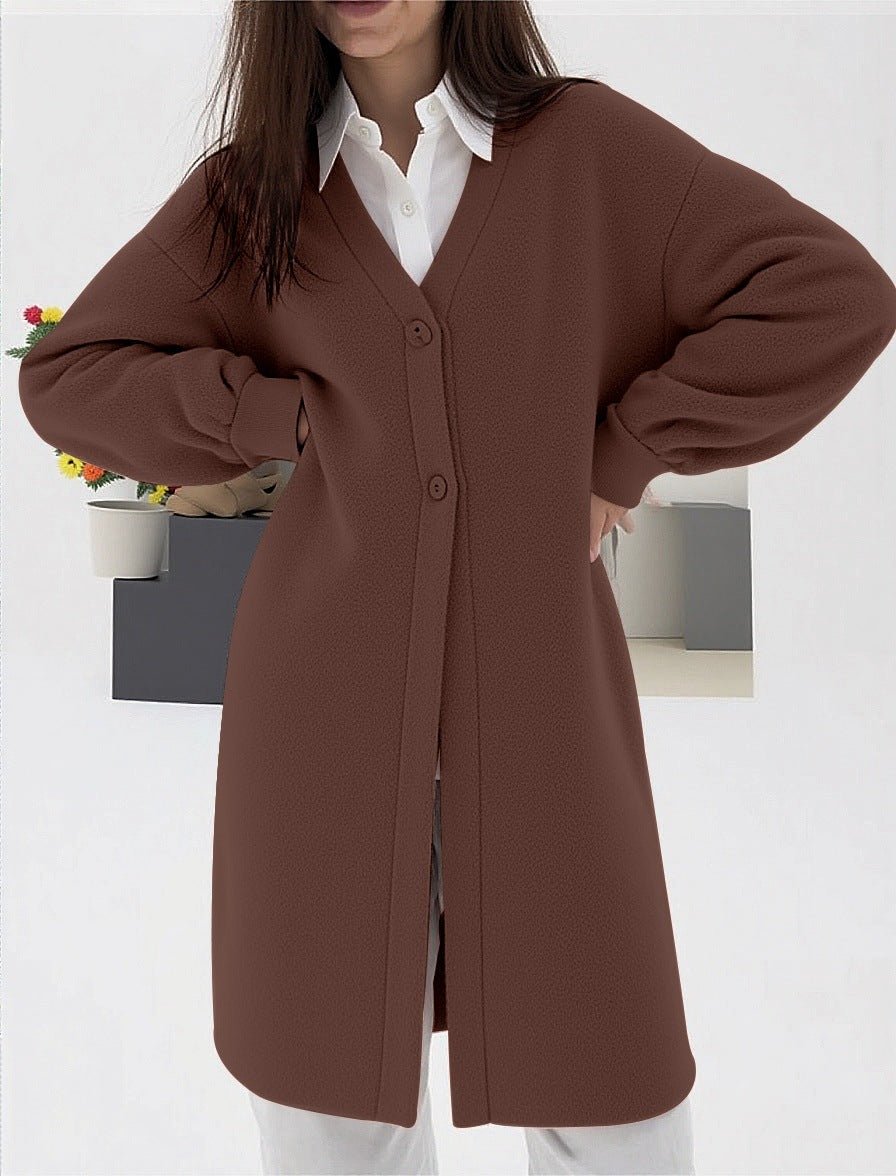 Women's Elegant Button-Front V-Neck Cardigan