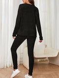 Women's Ribbed Loungewear Set with Wide Cut
