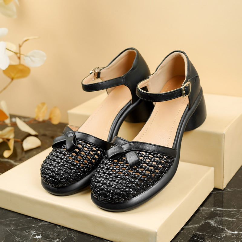Women's Ballet Flats with Elegant Strap and Braided Design