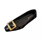 Women's Ballet Flats with Elegant Buckle and High-Quality Patent Finish