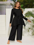 Women's Elegant Beach Outfit with Floral Tie and Wide Cut