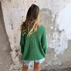 Women's Comfortable Textured V-Neck Long Sleeve Sweatshirt