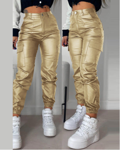 Women's Cargo Joggers with Elastic Waist and Side Pockets
