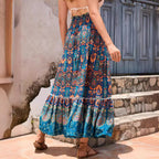 Women's Maxi Skirt with Playful Paisley Pattern and Ruffle Details