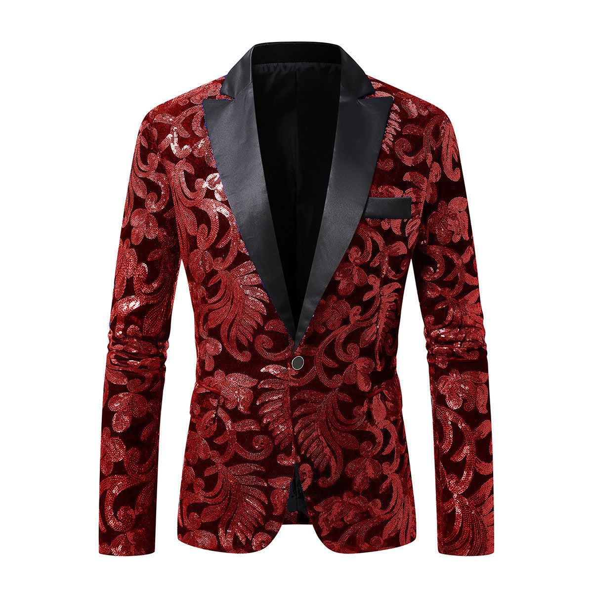 Elegant Sequin Blazer with Floral Design