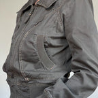 Women's Cropped Jacket with Zipper and Pockets