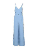 Women's Jumpsuit with Cross-Over Design and Button Placket