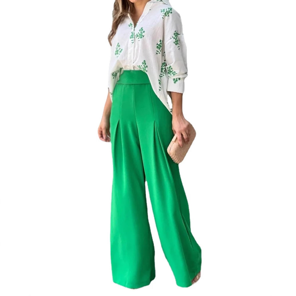 Women's High-Waist Palazzo Pants in Flowing Fabric