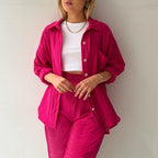 Women's Casual Two-Piece Set in Textured Lightweight Fabric