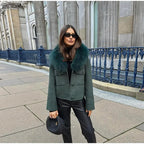Elegant Wool Jacket with Faux Fur Collar