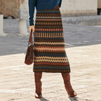 Women's Maxi Skirts with Modern Ethnic Pattern and Elastic Waistband