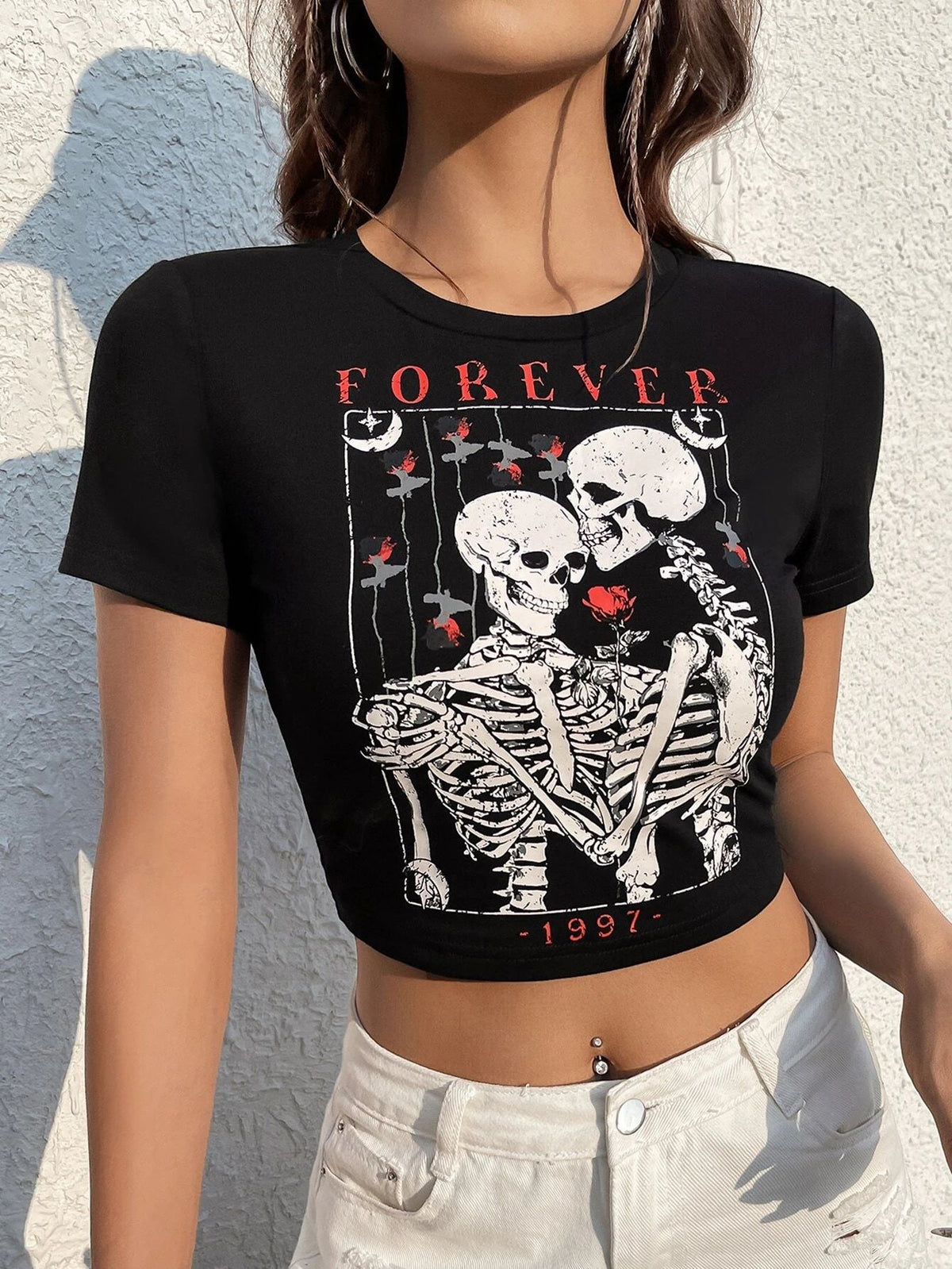 Women's Creative Slogan Crop T-Shirt