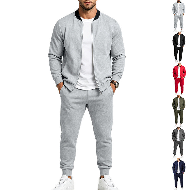 Men's Sweat Set with Bomber Jacket and Jogging Pants