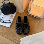 Women's Ballet Flats with Elastic Strap and Metallic Finish