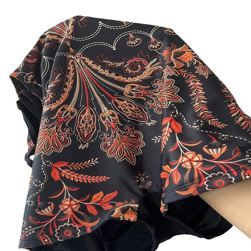 Women's Swimsuit with Floral Pattern and Modern Back Cutout