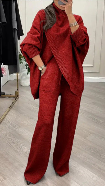 Women's Casual Knit Set with Wide Cut