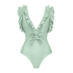 Women's Swimsuit with Voluminous Ruffles and Elegant Maxi Skirt