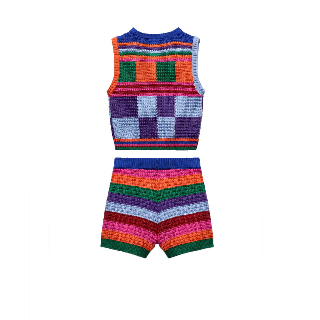 Women's Crochet Summer Set with Colorful Stripes