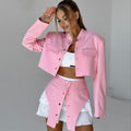 Women's Fashionable Crop Jacket and Skirt Set