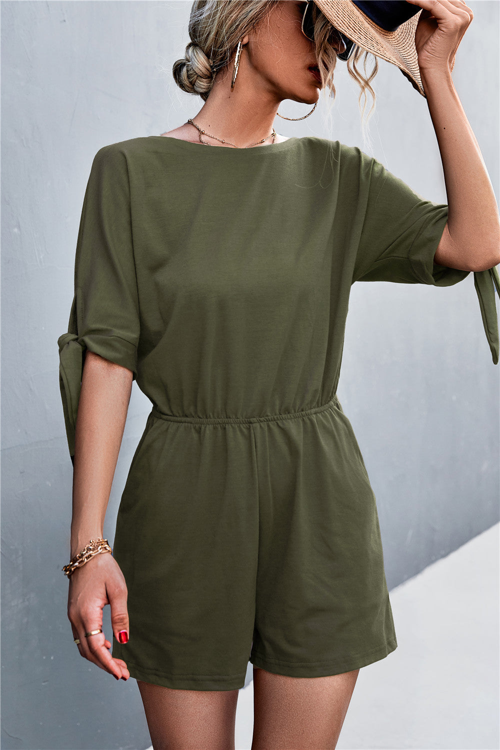 Women's Jumpsuit with Airy Fit and Fashionable Sleeve Bands
