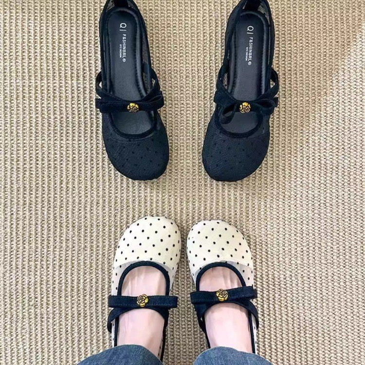 Women's Ballet Flats with Decorative Strap and Comfort Footbed