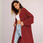 Women's Chunky Knit Cardigan with Open Cut