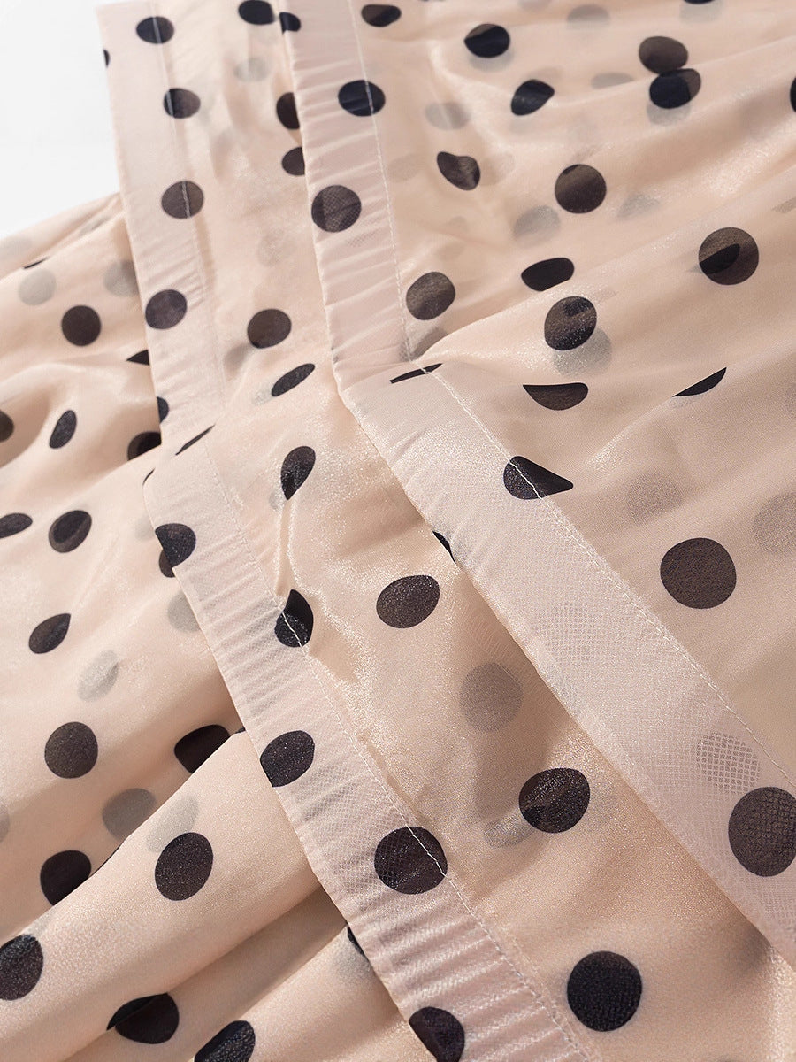 Women's Maxi Skirt with Voluminous Ruffles and Dots
