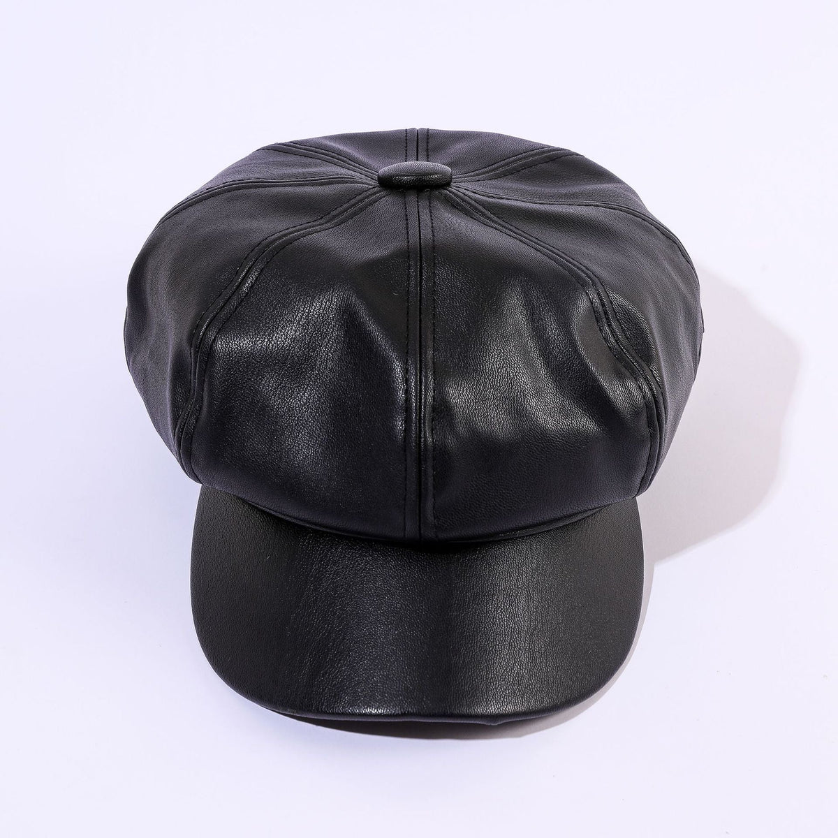 Women's Leather Baker Boy Cap with Classic Design