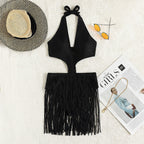 Women's Swimsuit with Braided Fringe Skirt
