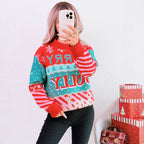 Women's Festive Knit Sweater with Creative Holiday Design