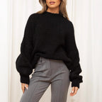 Women's Cozy Oversized Sweater with Voluminous Sleeves