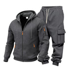 Men's Functional Cargo Sweatset with Hoodie and Multi-Pocket Jogger