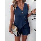 Women's Casual Overall Set with Button Detail
