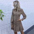 Women's Shirt Dress with Polka Dot Design and Button Details