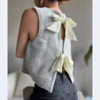 Women's Sleeveless Knit Vest with Back Bows