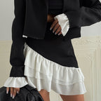 Women's Elegant Cropped Blazer with Ruffle Details