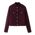 Women's Elegant Military-Style Jacket with Pockets