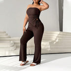 Women's Jumpsuit with Elegant Ruffle and Slim Leg