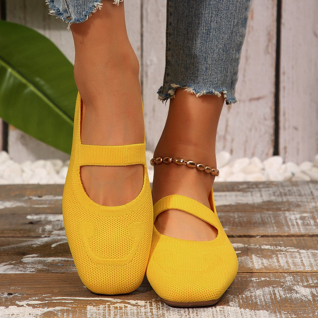 Women's Ballet Flats with Elastic Strap and Comfortable Footbed