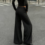 Women's Elegant Wide-Leg Pinstripe Trousers