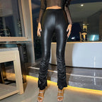 Women's High-Waisted Slim-Fit Leggings with Ruching