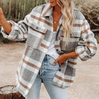 Women's Plaid Wool-Blend Coat with Practical Pockets