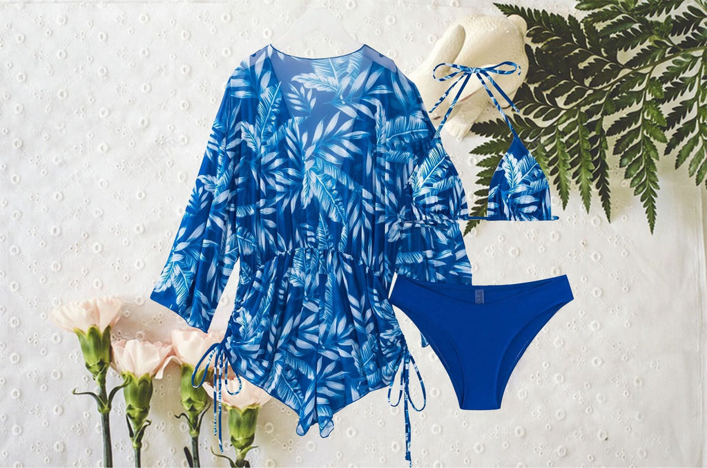 Women's V-Neck Swimsuit with Palm Print