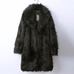 Women's Luxury Faux Fur Coat with Wide Lapel